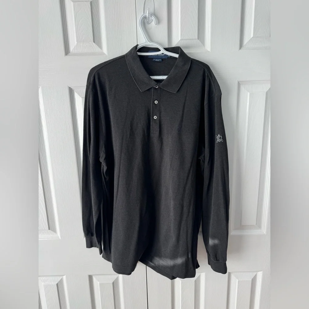 Polo Golf Ralph Lauren Dark Grey Long Sleeve Polo XL Pima Cotton Peru